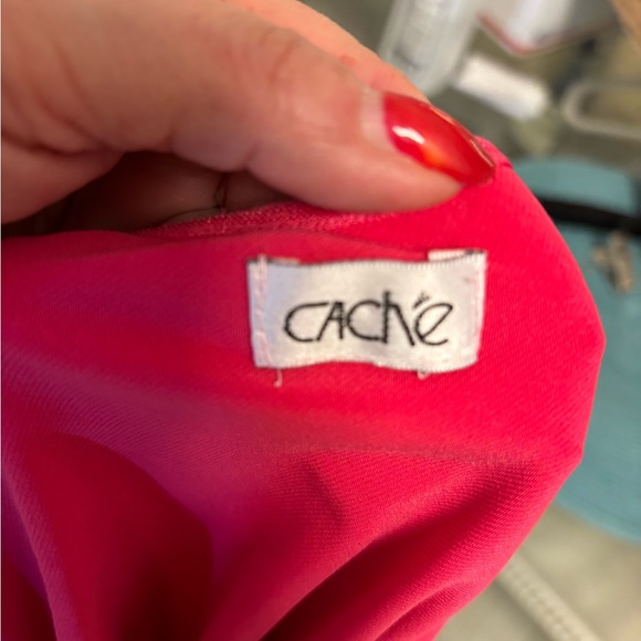 Cach’e Hot Pink Silky Skirt Sz Lg - Picture 8 of 10